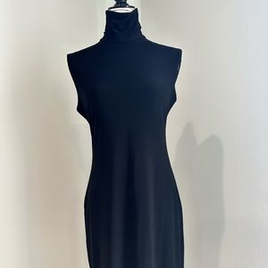 Black midi mock neckline dress